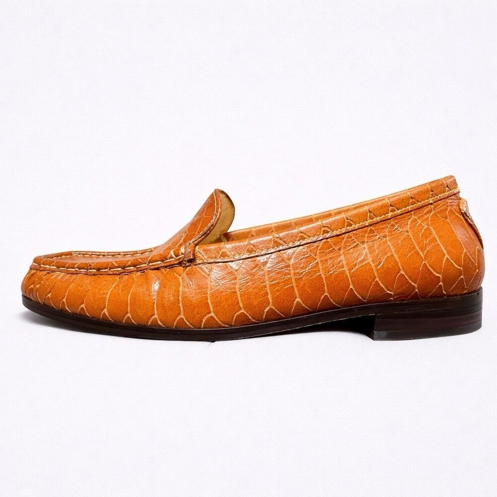 Antonio Melani Men’s Penny Loafers 7.5M Brown Leather Slip On Dress Shoes